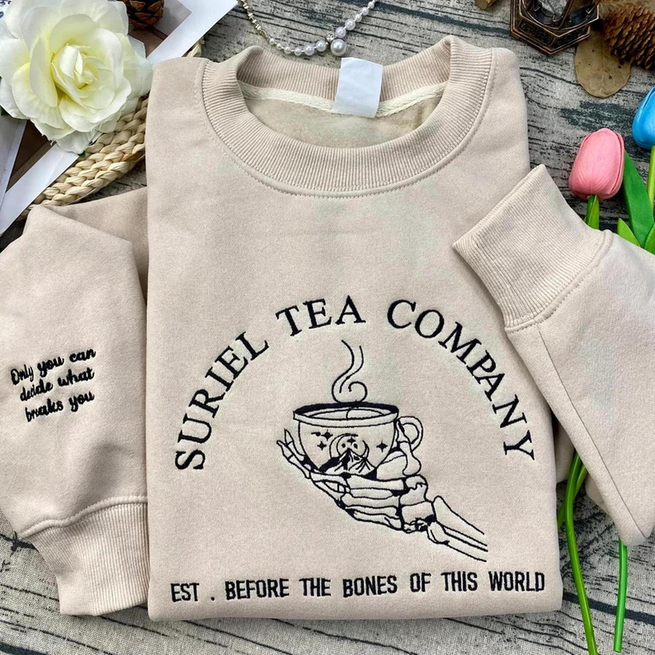 Suriel Tea Company Embroidered Sweatshirt, Acotar Bookish, A Court Of Thorns And Roses, Before