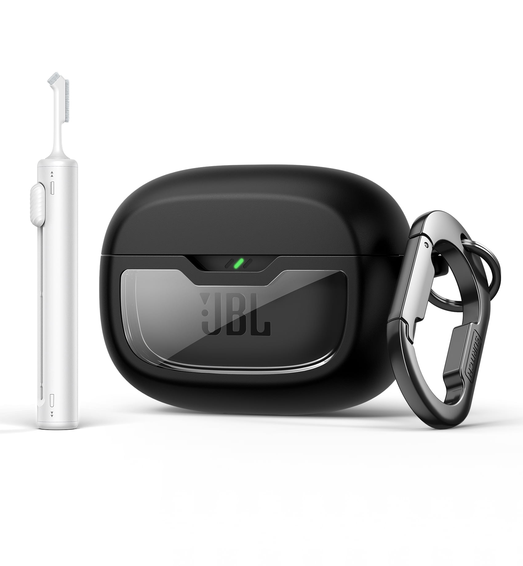 Clear Pink Case For JBL Vibe 200TWS & Vibe Beam Case - TPU Protective Cover With Lock & Cleaner Kit