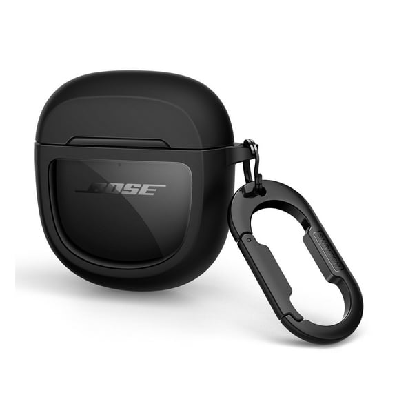 Suritch Protective Case for Bose QuietComfort Earbuds II 2022/QuietComfort Ultra 2023, with Carabiner, Black