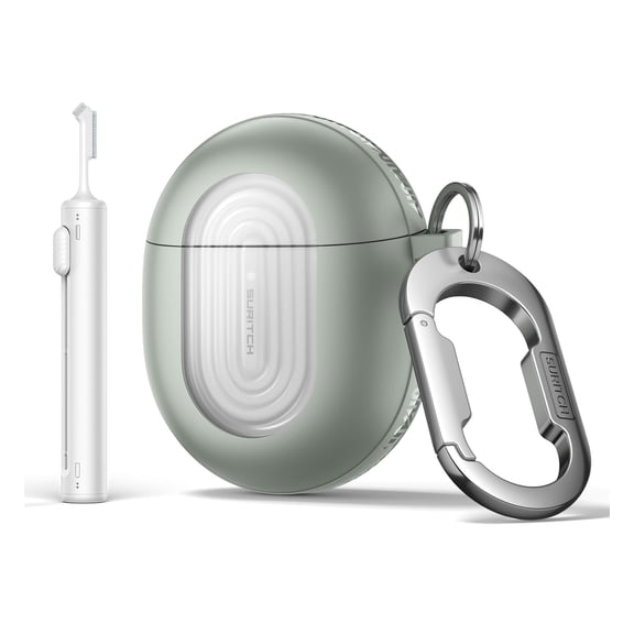 Suritch Protective Case for Google Pixel Buds Pro 2022 / Pro 2 2024 Earbuds with Carabiner, Cleaning Kit and Removal Tool, Green