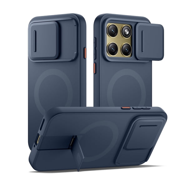 Suritch for Motorola Moto Edge 2026 Case, Magnetic Shockproof Bumper Cases Slim Protective Cover with Camera Cover and Adjustable Metal Kickstand, Blue