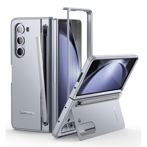 Suritch Phone Case for Samsung Galaxy Z Fold 5 with Kickstand and S Pen Holder [S Pen NOT Included], Built-in Screen Protector, Blue
