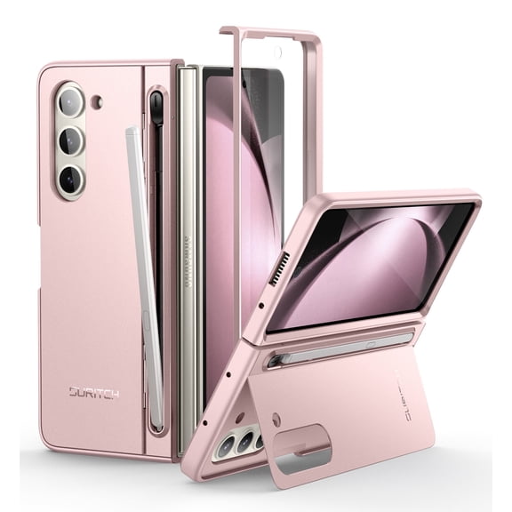 Suritch for Samsung Galaxy Z Fold 5 Case with Kickstand and New Slim S Pen Slot, Built-in Screen Protector, Phone Case for Z Fold 5 2023 [S Pen NOT Included]-Light Pink