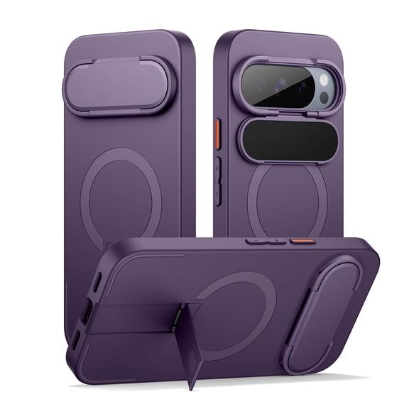 Suritch for Google Pixel 10 Pro XL Phone Case, Magnetic Shockproof Protective Cover with Camera Cover and Adjustable Metal Kickstand, Purple