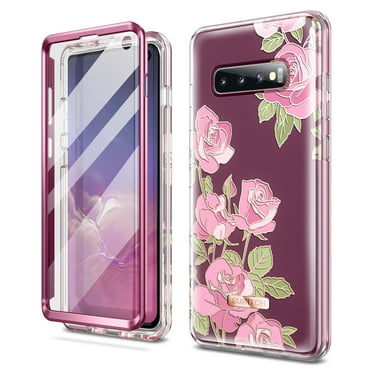 Suritch for Samsung Galaxy S10 Case 360°Full Protection Shockproof Phone Cover-Pink Rose