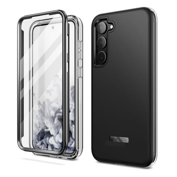 Suritch Cell Phone Case for Samsung Galaxy S23 with Built-in Screen Protector and Dual-Layer Protection, Rugged Full Body Shockproof Protective Cover, Black