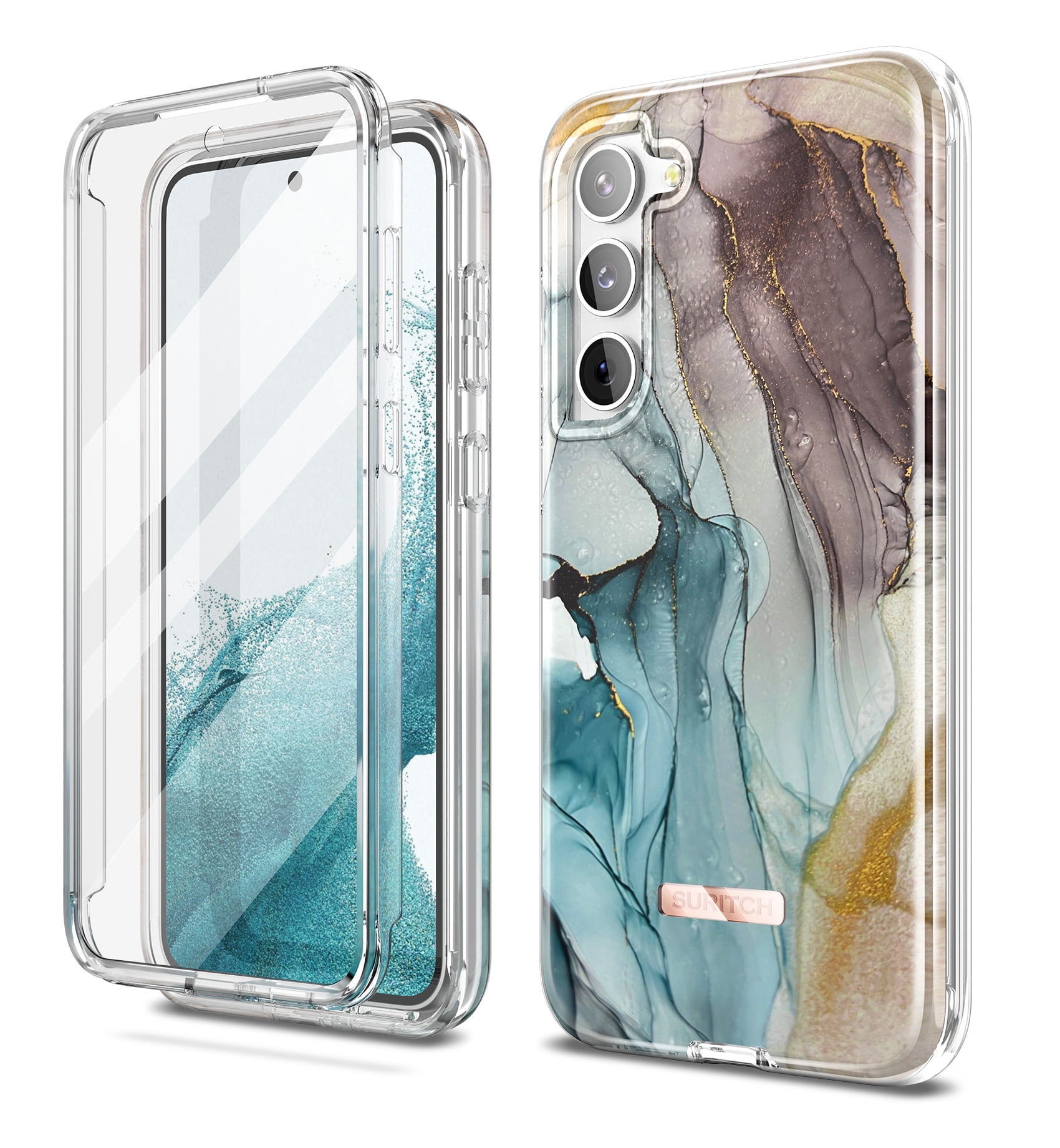 SURITCH for Samsung Galaxy S20 Marble Case, [Built-in Screen Protector]  Natural Marble Full-Body Protection Shockproof Rugged Bumper Protective  Cover