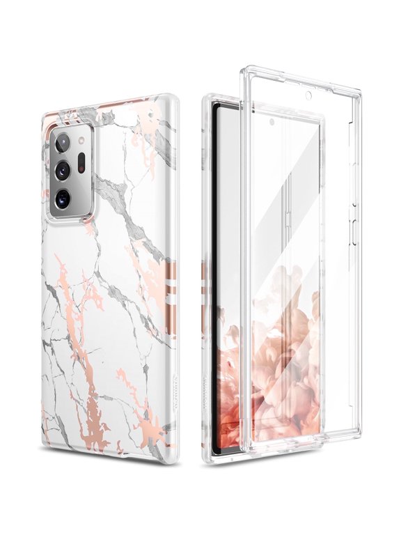 Cell Phone Case for Samsung Galaxy Note 20 Ultra, Shockproof Hard Shell Rugged Cover, White Marble