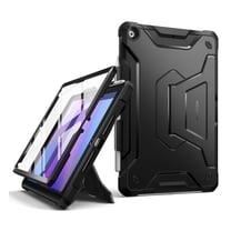 Suritch Case for iPad 9th/ 8th/ 7th Generation 10.2 Inch with Screen Protector and Pencil Holder, Shockproof Rugged Full Body Protection Case with Kickstand, Black