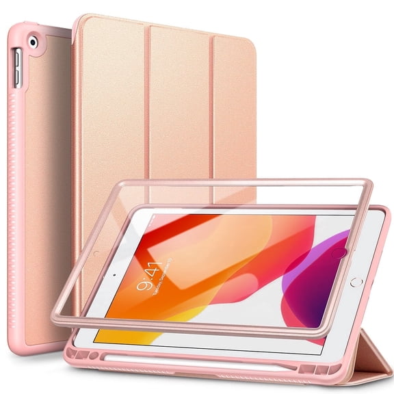 Suritch for iPad 9th/ 8th/ 7th Generation Case 10.2 Inch with Screen Protector and Pencil Holder, Magnetic Trifold Stand, Auto Sleep/Wake Cover, Rose Gold