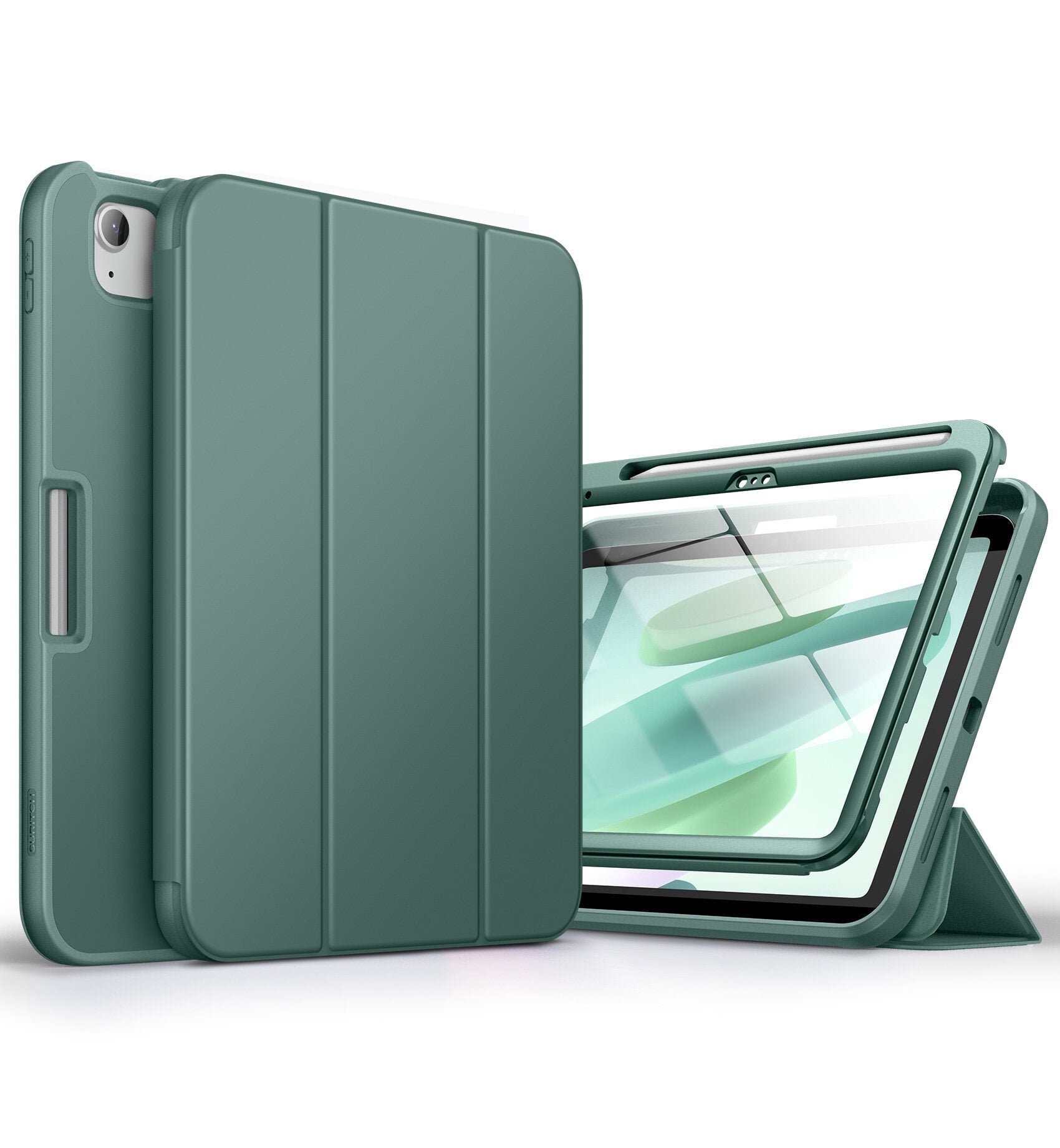 Suritch Case for iPad A16 11th Gen 11 inch 2025/iPad 10th Gen 10.9 inch with Screen Protector and Pencil Holder Tri-fold Stand Auto Wake/Sleep, Green