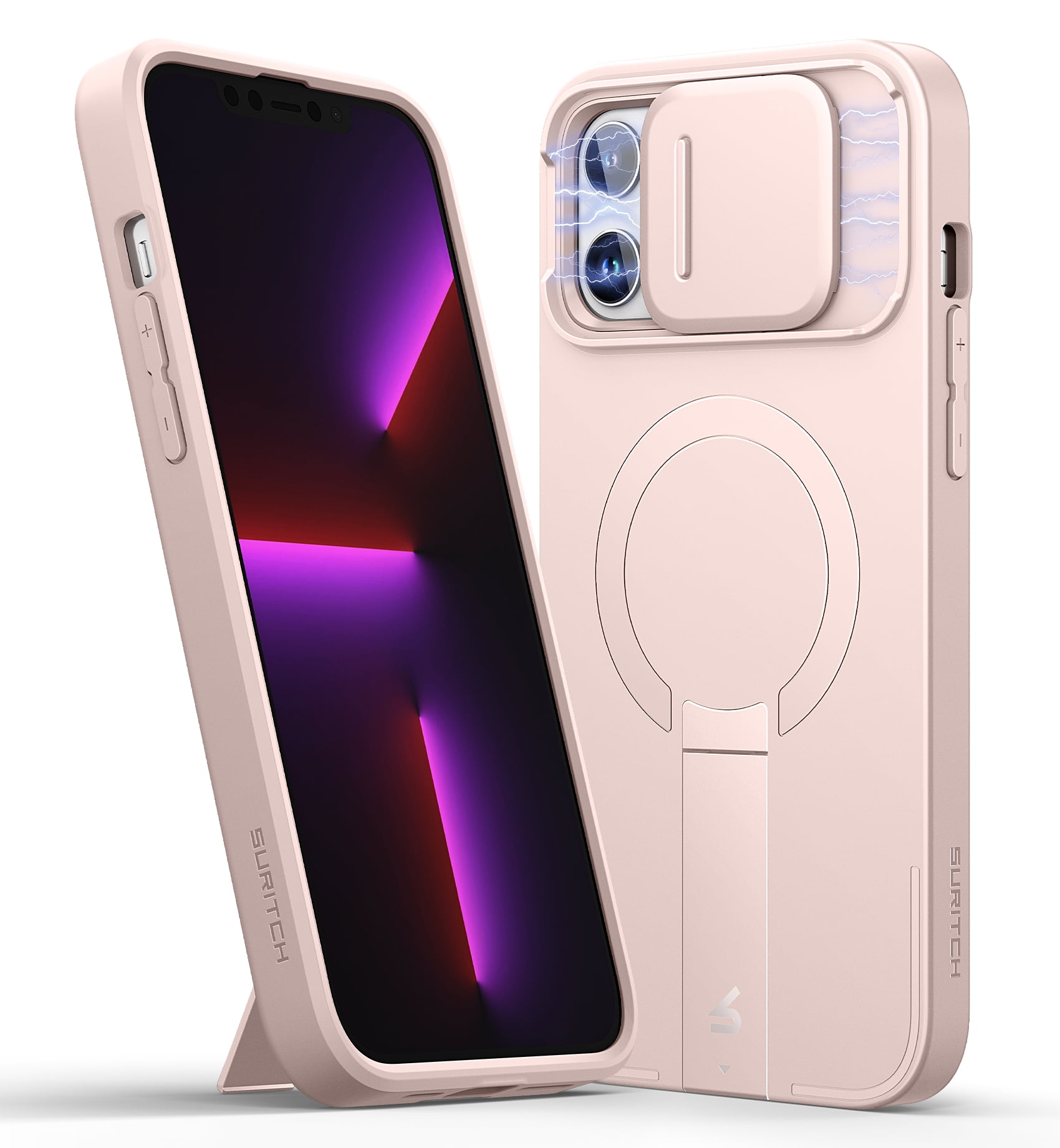 Suritch for iPhone 13 Pro Max/12 Pro Max Case with Slide Camera Cover and Adjustable Kickstand, Compatible with MagSafe, Shockproof Bumper Case Slim Protective Cover for iPhone 13 Pro Max/12 Pro Max
