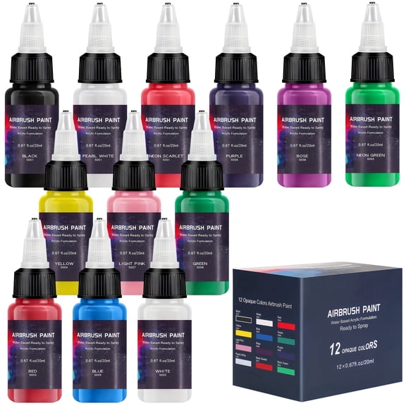 Airbrush Paint,EKOHERR 12-Color Acrylic Airbrush Paint Set