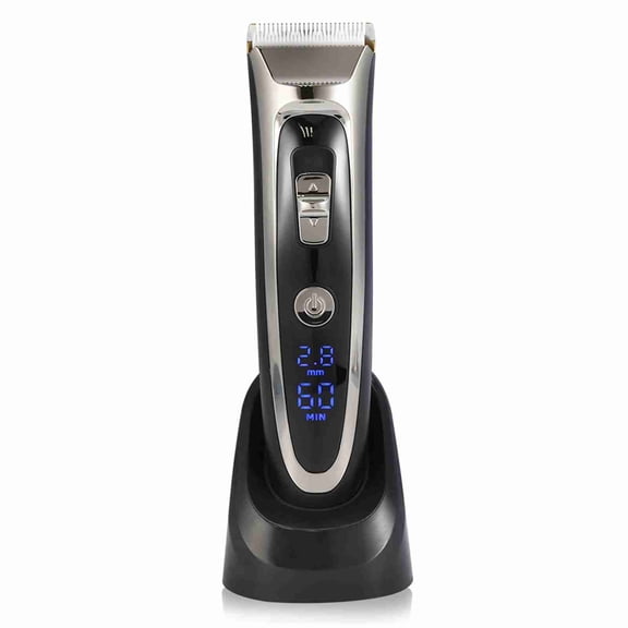 Surker Professional Rechargeable Ceramic Hair Clipper and Cordless Hair Trimmer with Digital Display, Adjustable Titanium Blades and Guide Combs for Men, Kids, and Pets