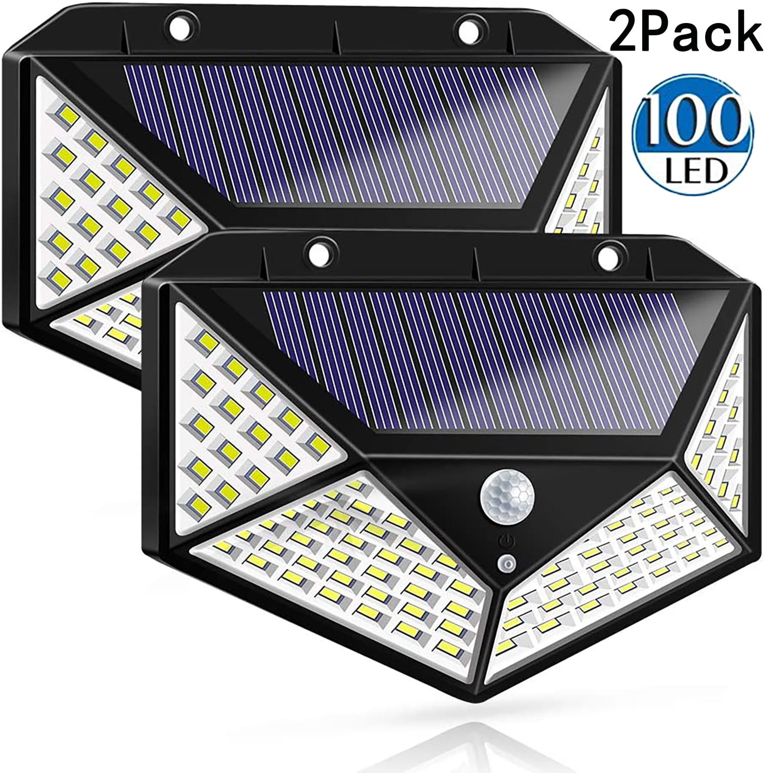 Surlong 100 Led Solar Motion Sensor Lights Outdoor, Wireless Weatherproof Solar Powered Lights for Steps Yard Garage Porch Patio, IP65 Waterproof with Wide Angle (2 Pack)