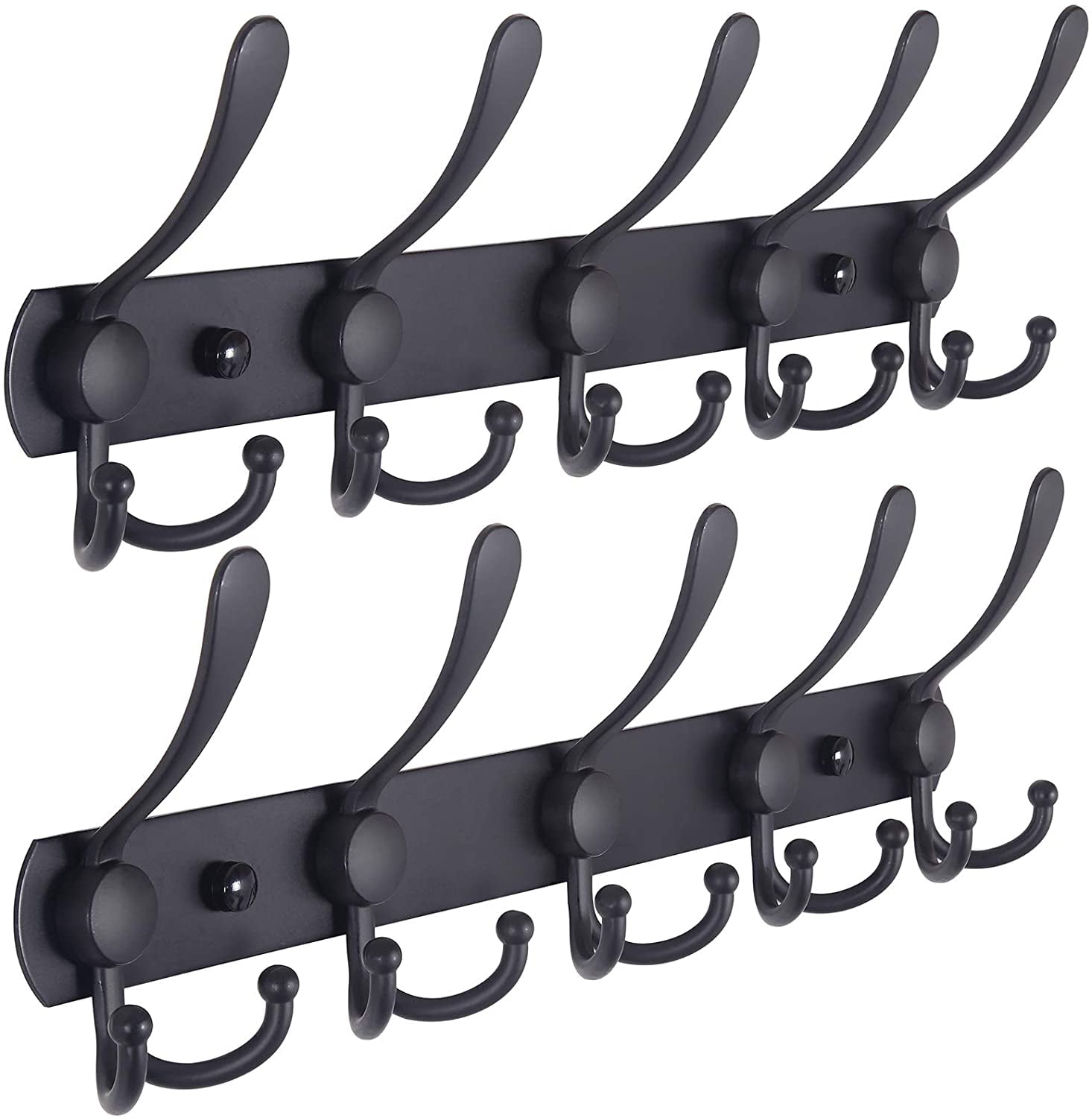 Black Coat Hat And Coat Hooks Wall Mounted Matt Black Strip