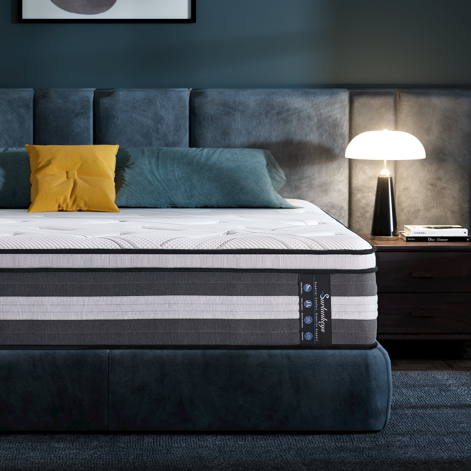 Surlunkeys 14 inch Full Size Hybrid Mattress in a Box, Cooling Gel Memory Foam Mattress, Medium Firm