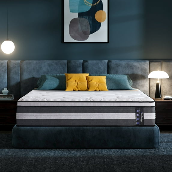 Surlunkeys 14 inch King Size Hybrid Mattress in a Box, Cooling Gel Memory Foam Mattress, Medium Firm