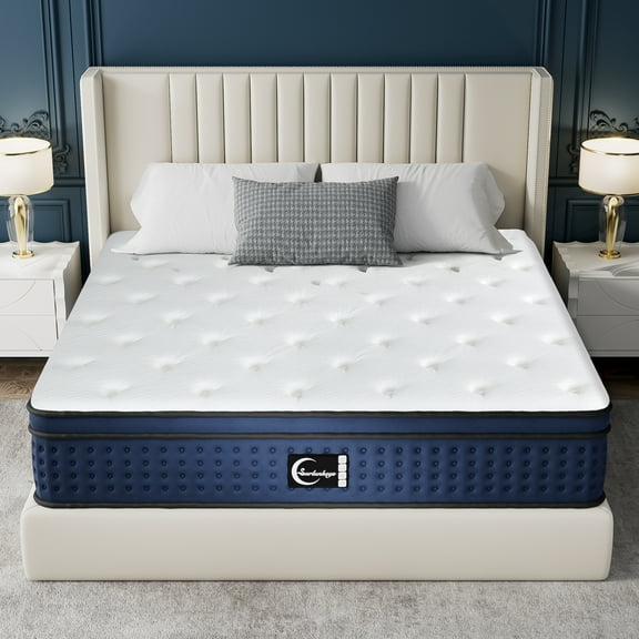 Surlunkeys 14 inch King Size Mattress in a Box, Gel Memory Foam Hybrid Mattress with Pocket Coils Pressure Relief,Medium