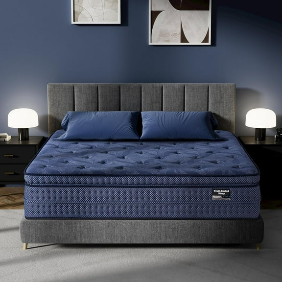 Surlunkeys Plush Gel Memory Foam Mattress, 14 inch King Mattress in a Box, Medium Firm Hybrid Mattress