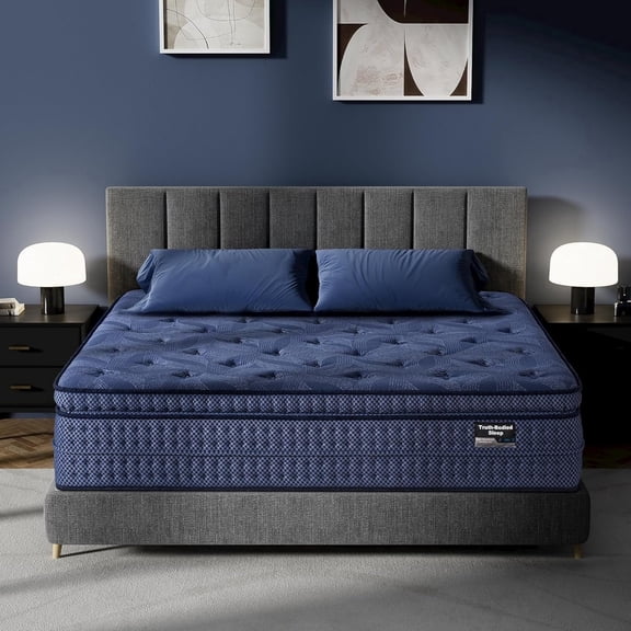 Surlunkeys Memory Foam Hybrid Mattress, 14 inch Queen Mattress in a Box, Medium Feel for Pressure Relief, 120 Night Trial