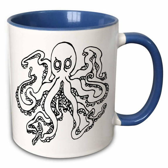 3drose, Surly Octopus, 15oz Two-tone Blue Mug