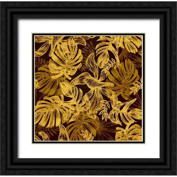 Surma, Agata 26x26 Black Ornate Wood Framed with Double Matting Museum Art Print Titled - Golden Jungle II