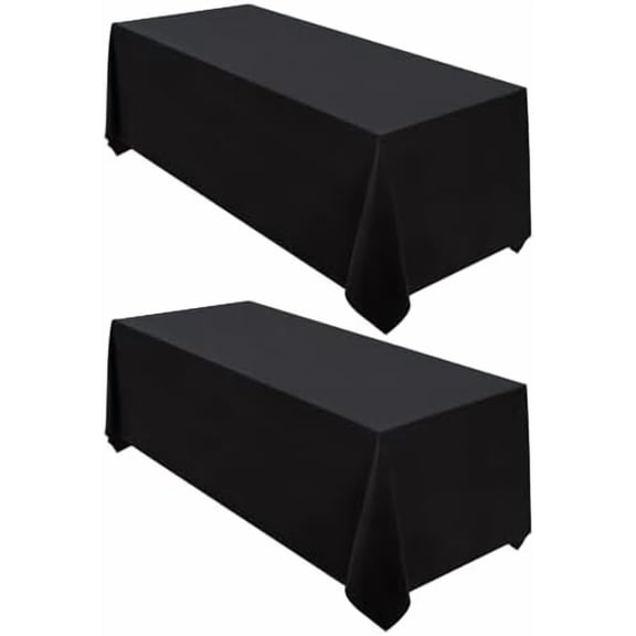 YNGLLC 2 Pack Black Tablecloth 90 x 132-inch Rectangular Polyester Table Cloth for Weddings, Banquets, or Restaurants