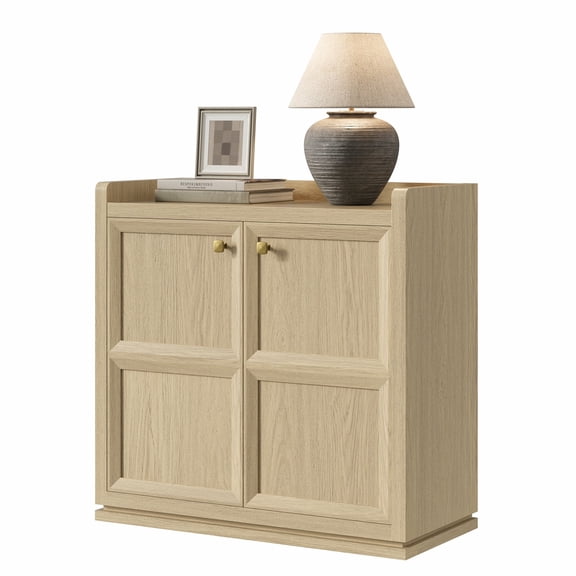 Surmoby 33.7-inch Wide Sideboard Buffet Cabinet - Modern Storage Cabinet with doors & Shelves Credenza Consle Cabinet for Dining Room& Living Room, Light Oak