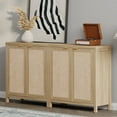thumbnail image 1 of Surmoby 34.3" Rattan Sideboard Buffet Cabinet Set of 2, Boho Sideboard Storage Cabinet with Doors Farmhouse Kitchen Buffet Credenza, Liquor Cabinet Accent Cabinet,Light Oak, 1 of 6