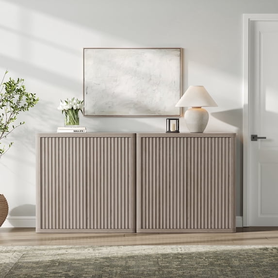 Surmoby 69.2" Wide Sideboard Buffet i with4 Doors ,Large Accent Cabinet Modern Storage Cabinet with Doors and Adjustable Shelf for Kitchen Living Room Dining Room, Light Alder