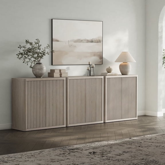 Surmoby 103.8" Wide Sideboard Buffet with 6 Doors ,Modern Storage Accent Cabinet Long Credenza with Adjustable Shelf for Kitchen Living Room Dining Room, Light Alder