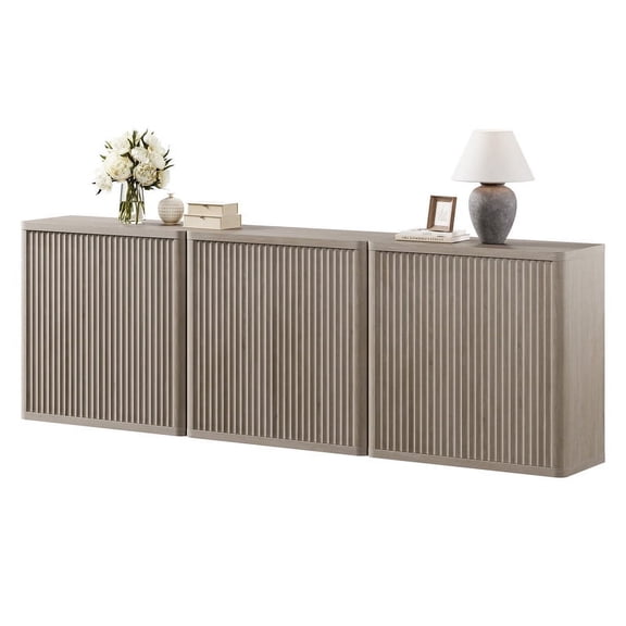 Surmoby 103.8" Wide Sideboard Buffet with 6 Doors ,Modern Storage Accent Cabinet Long Credenza with Adjustable Shelf for Kitchen Living Room Dining Room, Light Alder