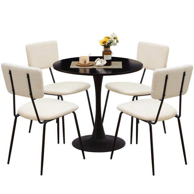 Surmoby 5 Piece Round Dining Table Set,Kitchen Table and Chairs for 4