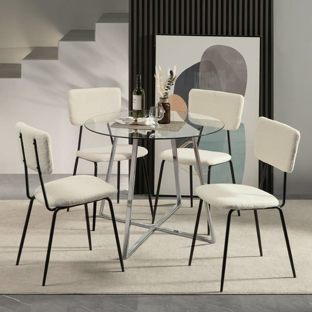 Surmoby 5 Piece Round Dining Table Set,Kitchen Table and Chairs for 4 Person,Dining Room Table