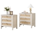 thumbnail image 1 of Surmoby Boho 3-Drawer Nightstand Set of 2 - Extra Wide Storage Night Stand with Gold Handles Large&Tall Bed Side Table for Bedroom Living Room Enterway,Cream White, 1 of 11
