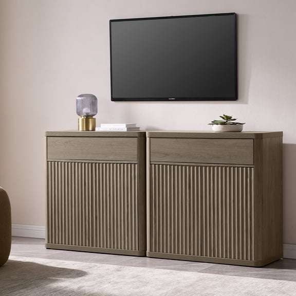 Surmoby Buffet Sideboard Cabinet with Height Adjustable Shelves – 34.6"W Modern Media Center - Spacious Top & Ample Storage, Ideal for Dining Room, Kitchen, Living Room – Push-to-Open,2PC