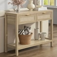 thumbnail image 1 of Surmoby Console Table with Rattan Drawers,Boho Wood Entryway Table Hallway Table Sofa Table with Open Storage Shelf for Living Room,Foyer and Corridor,Light Oak, 1 of 9