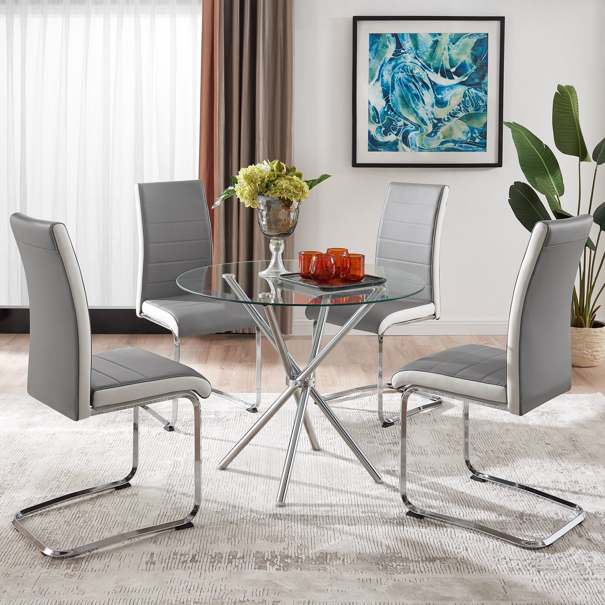 Modern glass 2024 dining table set