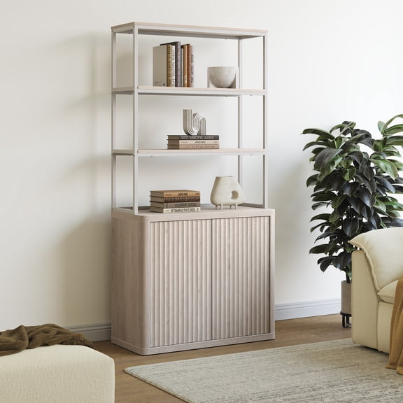 Surmoby Modern 5-Tier Bookshelf, 70.8"H Tall Storage Shelf Display Rack, Bottom Height Adjustable Bookcase for Living Room Home Office,