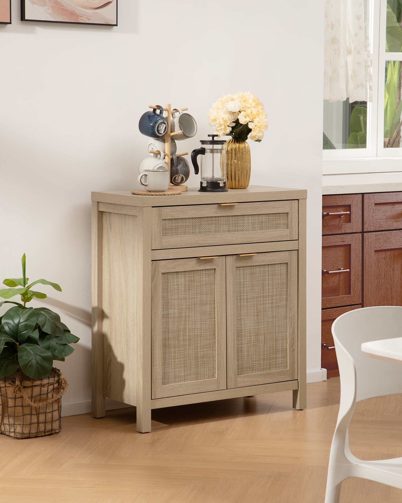 Surmoby Rattan Buffet Sideboards and Buffets with Storage