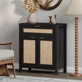 thumbnail image 1 of Surmoby Sideboard Buffet Cabinet with Rattan Doors,Farmhouse Storage Cabinets with Drawer and Adjustable Shelves for Kitchen Living Dining Room(Black,1PCS), 1 of 8
