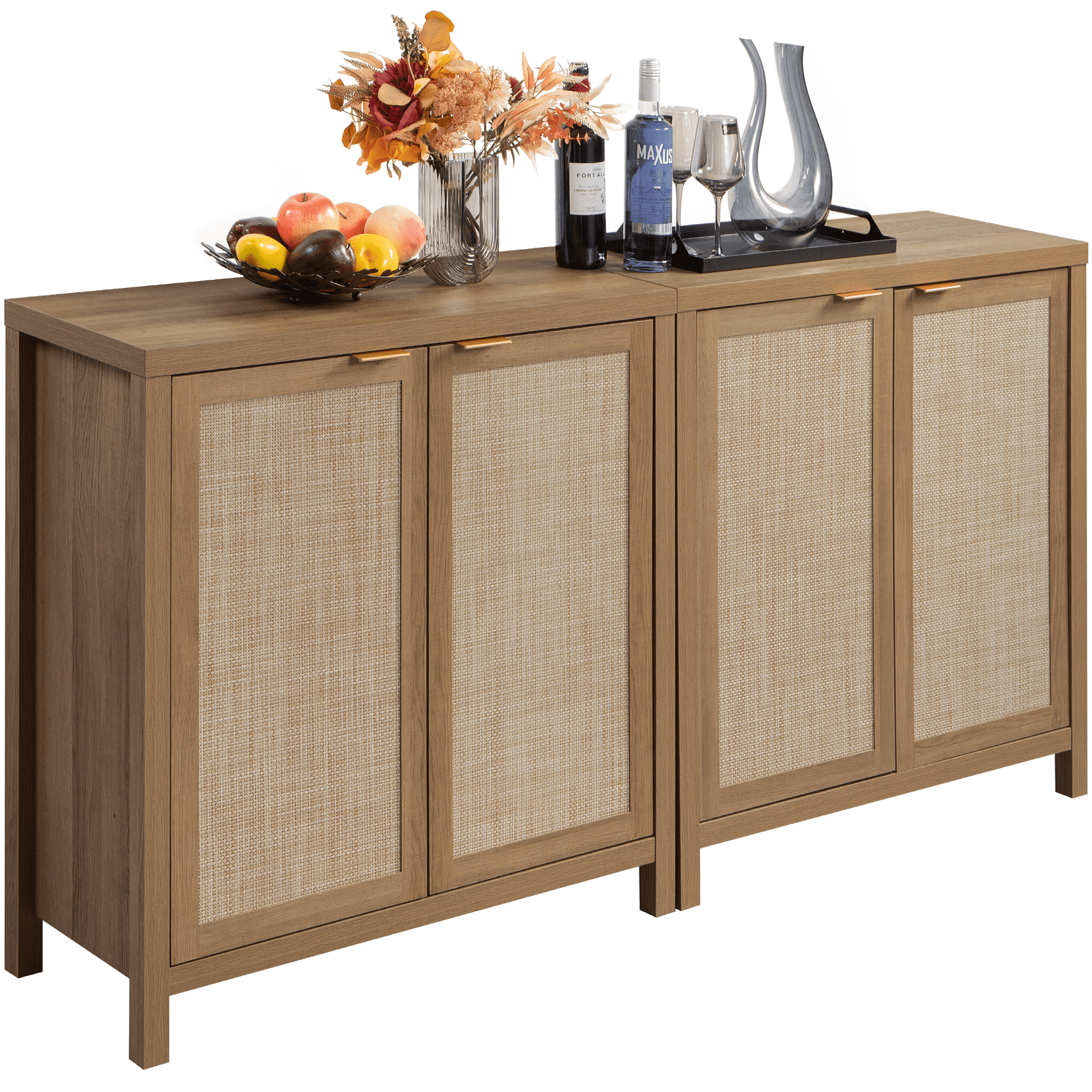 Surmoby Sideboard Set of 2,Rattan Buffets with 2 Doors