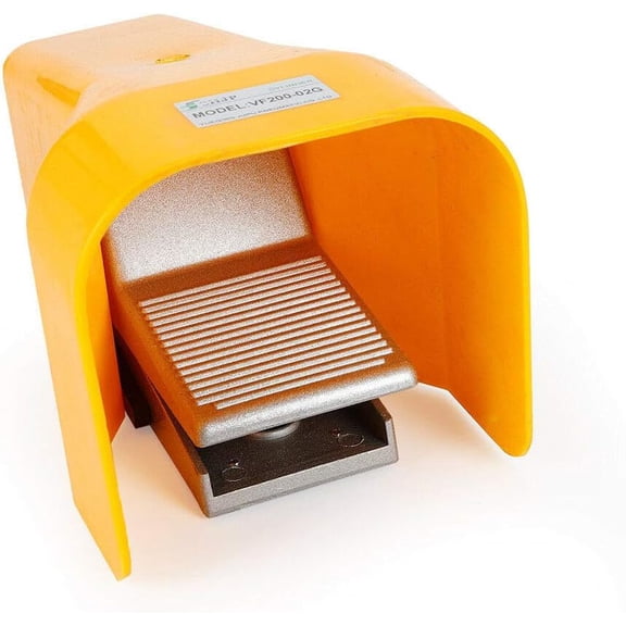 Surneis Foot Pedal Covered Foot Valve Pneumatic Foot Pedal G1/4" Air Foot Pedal Switch Foot Switch for Machinery, Textile, Medical (Silver, Yellow)