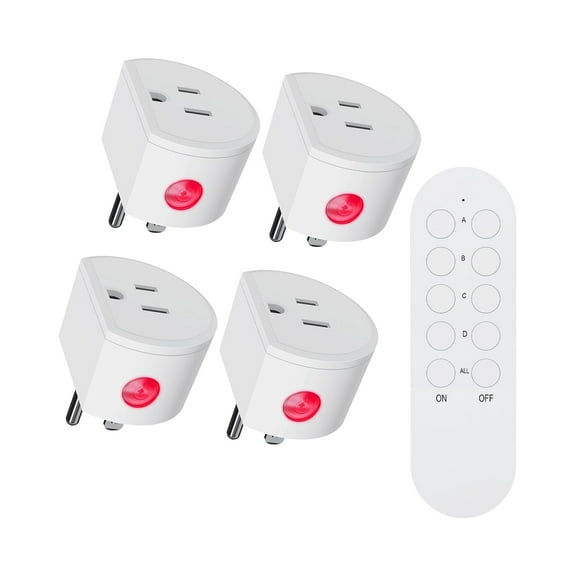 Surnice Remote Control Plugs/Outlets, 1200W/10Amps/130Ft Range for Lights/Appliances,4+1