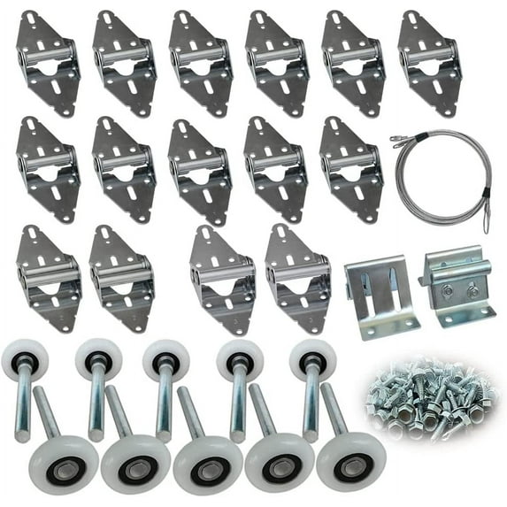 Surpass Garage Door Hardware Kit with Smooth Quiet Rollers 10 Piece Pack