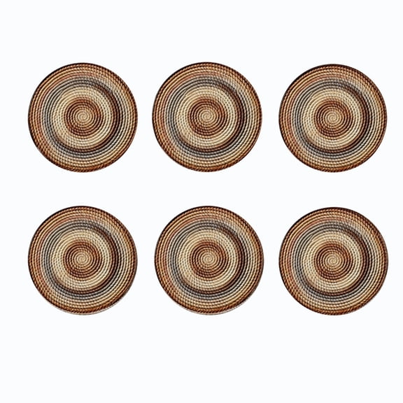 Surpdew 15 inch Round Woven Placemats Set of 6, Boho Rattan Place Mats, Natural Water Hyacinth Table Placemats, Farmhouse Weave Table Mats, Rustic Braided Wicker Charger Plates for Dining Table Decor