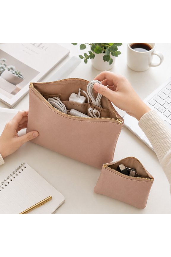 2 PCS Small Makeup Bag for Purse,Mini Cosmetic Organizer Make Up Bag for Women, No Zipper Self-Closing Pocket, Portable Tiny Makeup Pouches for Cosmetic Accessories,Lipstick, Jewelry, Card