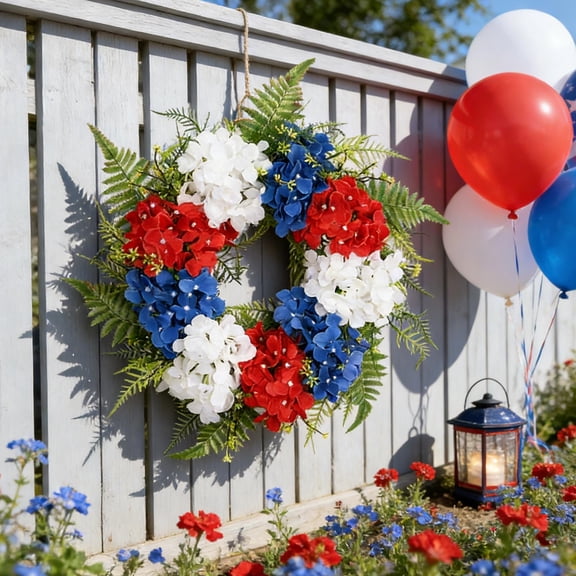 Surpdew 250Th Year Patriotic Wreath Decorations, 18 Inch Rose 4Th Of July Wreaths For Front Door, Red White Blue Spring Door Wreath For Independence Day, Memorial Day For Indoor Outdoor Decor
