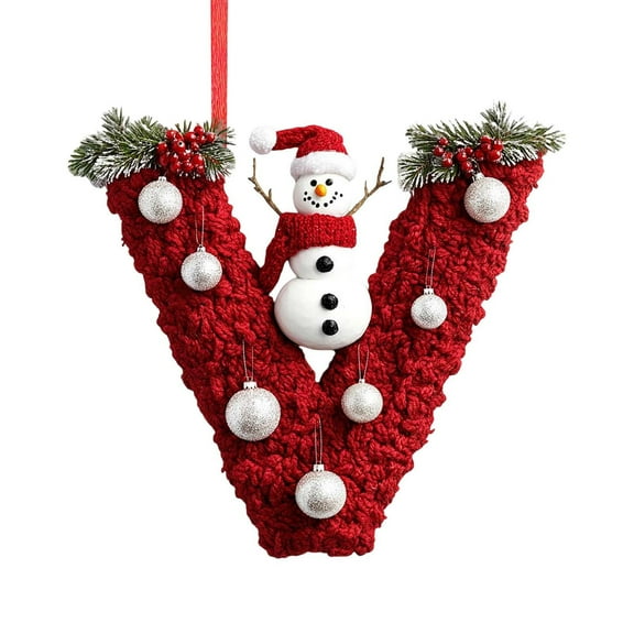 Surpdew 26 Letter Ornaments Christmas Tree Decoration Personalized Snowman Monogram Initial Letter M Alphabet For Tree Diy Craft Christmas Ornament, Hanging Name Tags For Xmas Tree Decor V